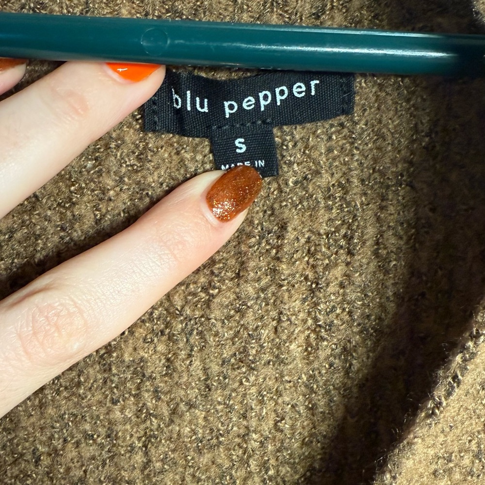 Blu Pepper Warm Brown V-Neck Sweater - Picture 3 of 3